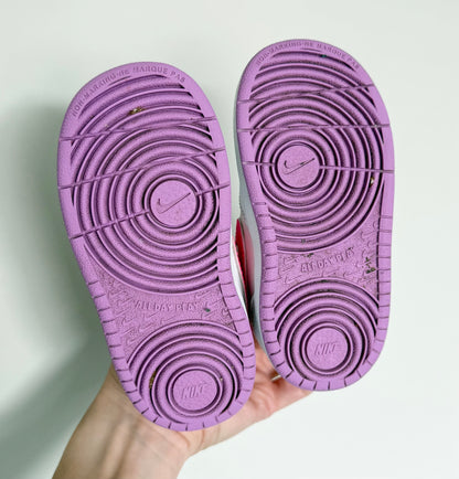 Nike Court Borough Low Recraft White & Hot Pink & Purple Interior Stretch Lace & Velcro Sneakers (7)