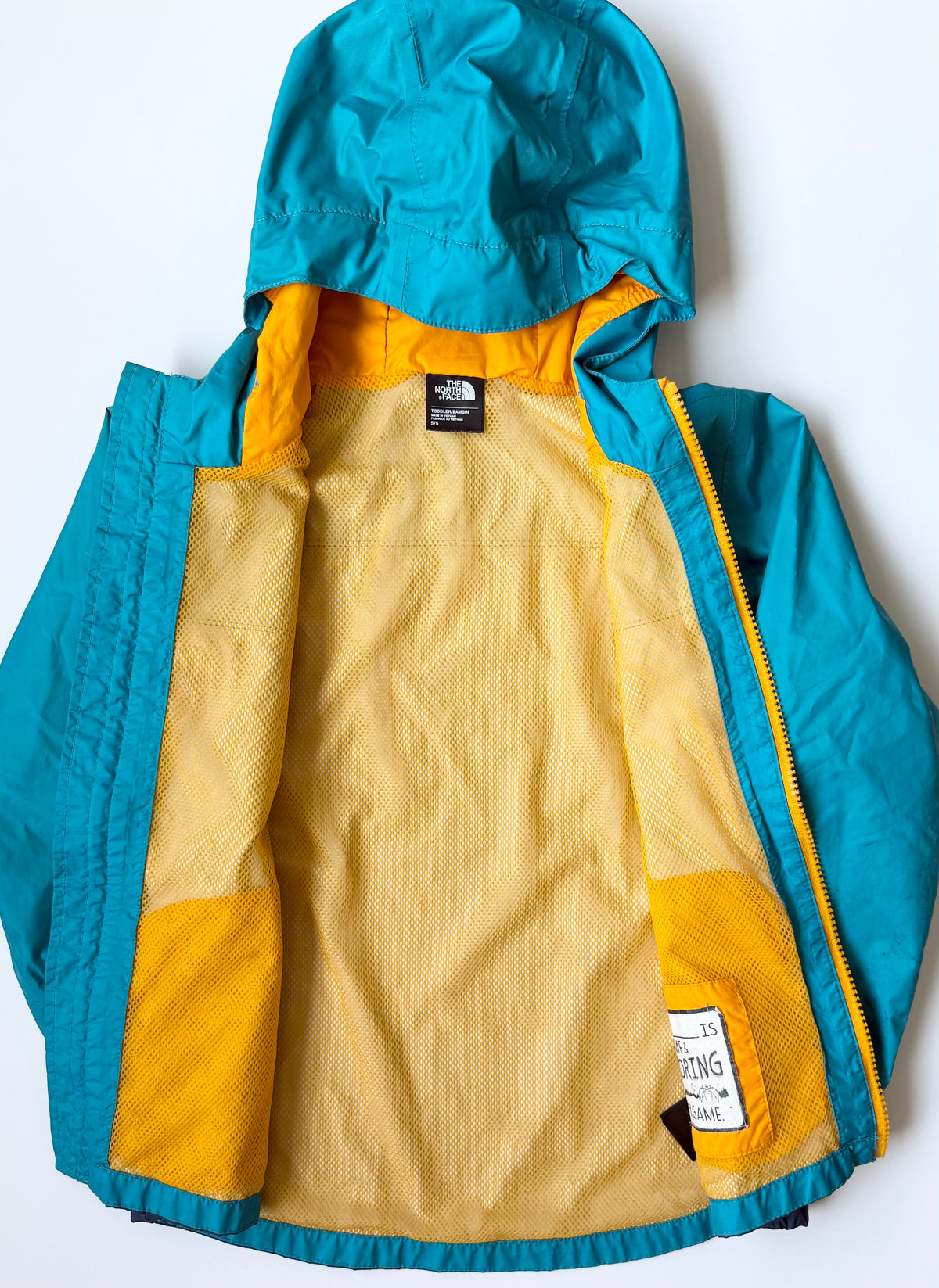The North Face Blue & Orange Trim Zipline Rain Windbreaker Jacket (5T)