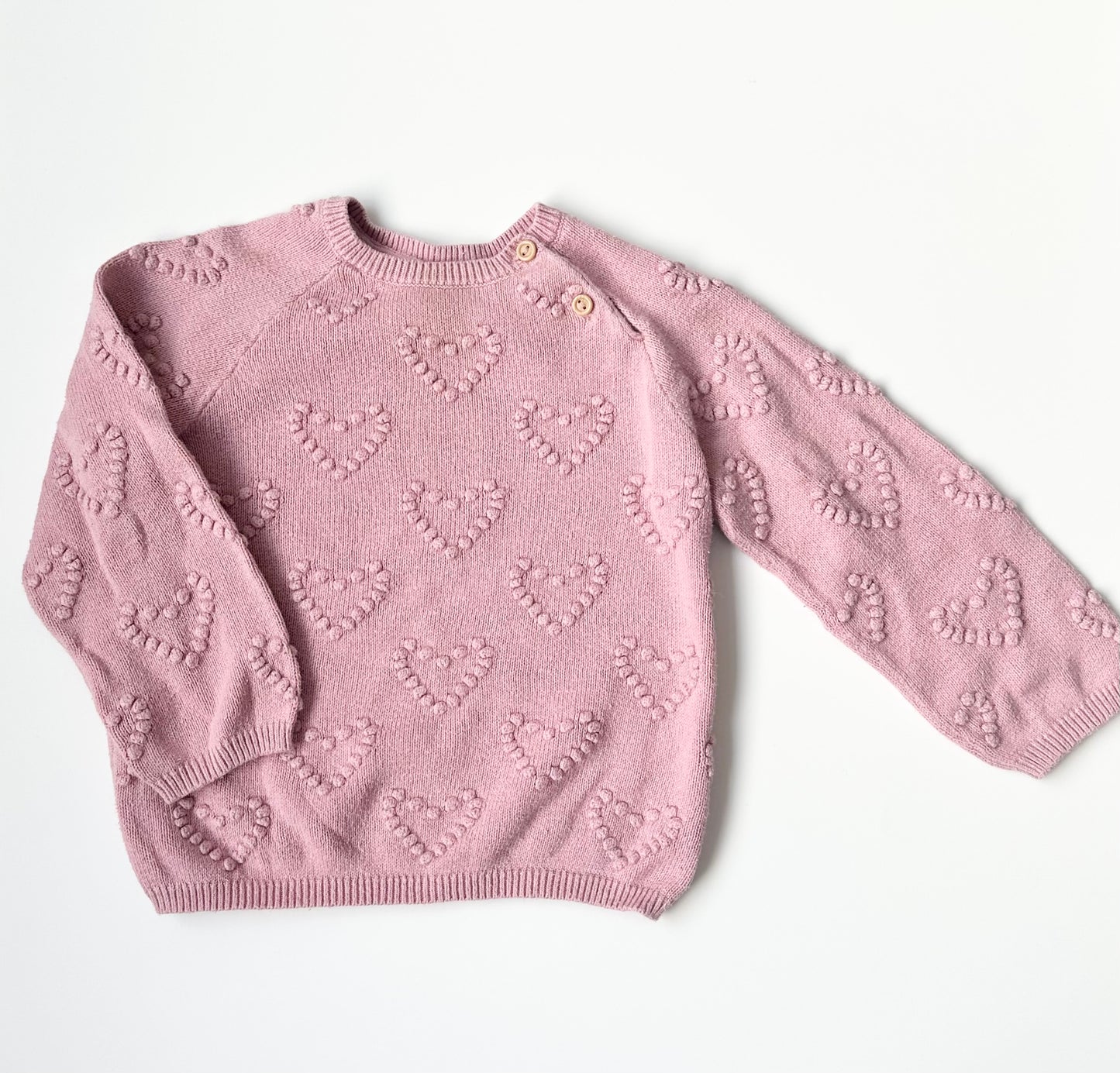 H&M Pink Knit Bubble Hearts Sweater (12-18 Months)