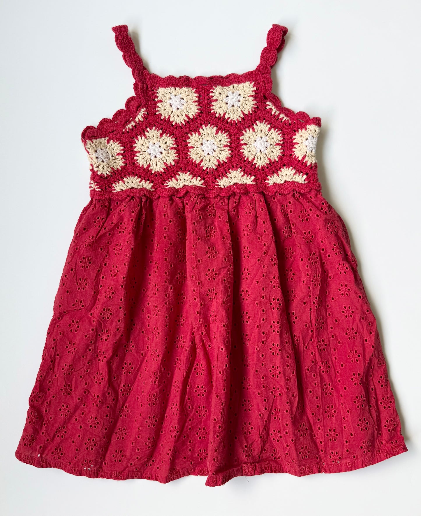 Zara Red Crochet & Lace Tank Dress (4 Years)