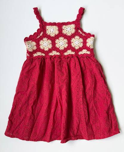 Zara Red Crochet & Lace Tank Dress (4 Years)