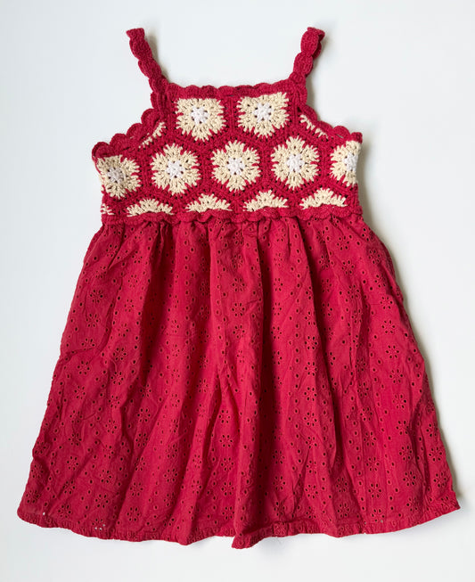 Zara Red Crochet & Lace Tank Dress (4 Years)