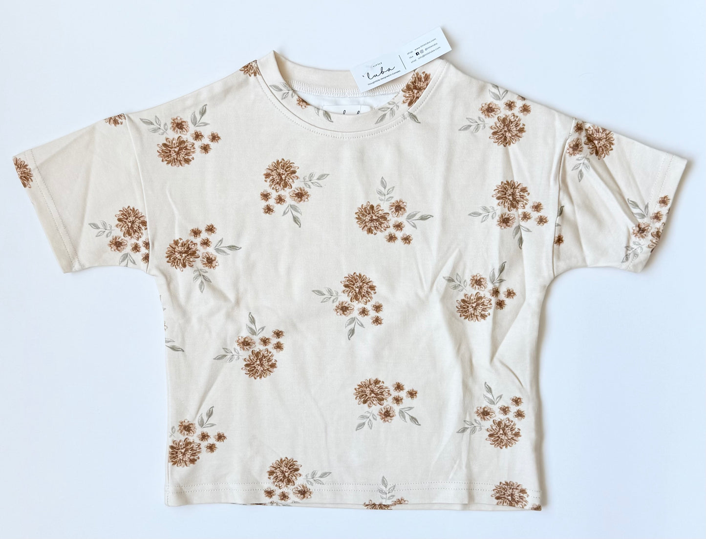 Little Luba Beige Floral Short Sleeve & Pants Set - New (3T)