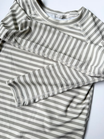 Quincy Mae Green & White Stripes Long Sleeve Rashguard Top & Matching Shorts (4-5 Years)