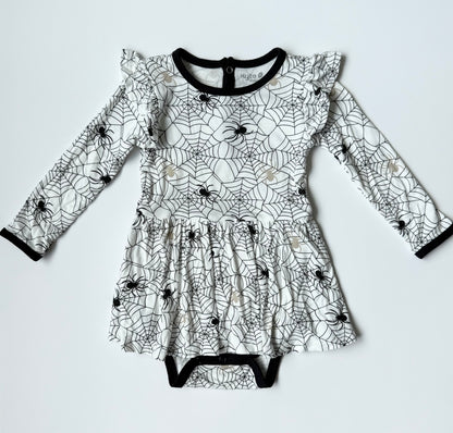 Kyte Spider Long Sleeve Twirl Bodysuit Dress (12-18 Months)