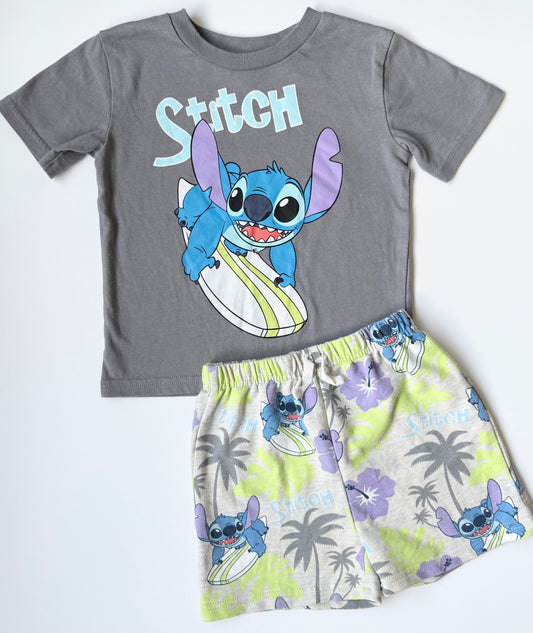 Disney Lilo & Stitch Grey & Neon T-Shirt & Matching Shorts Set (3T)