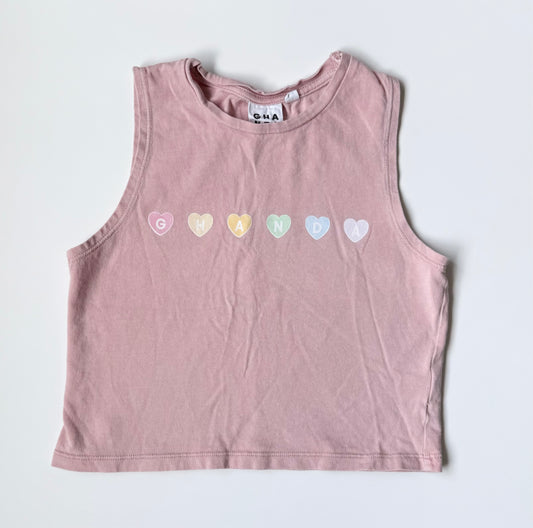 Ghanda Pink Candy Hearts Cropped Tank Top (5-6 Years)