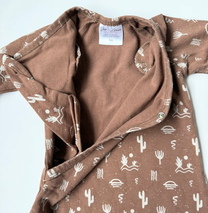 Jax & Lennon Brown Cactus Kimono Knotted Gown (Newborn)
