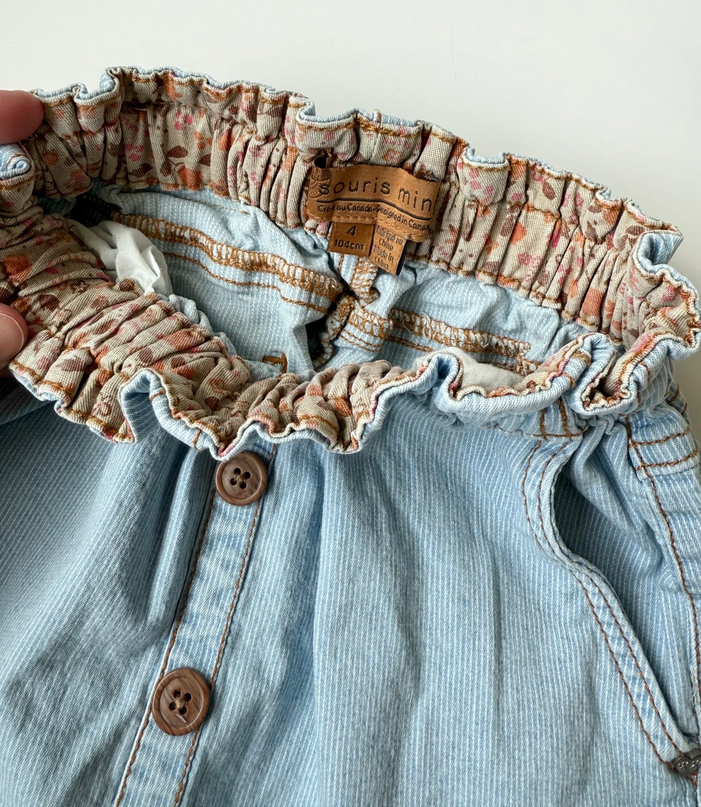 Souris Mini Light Denim Stripped Paper Bag Waisted Skirt (4T)