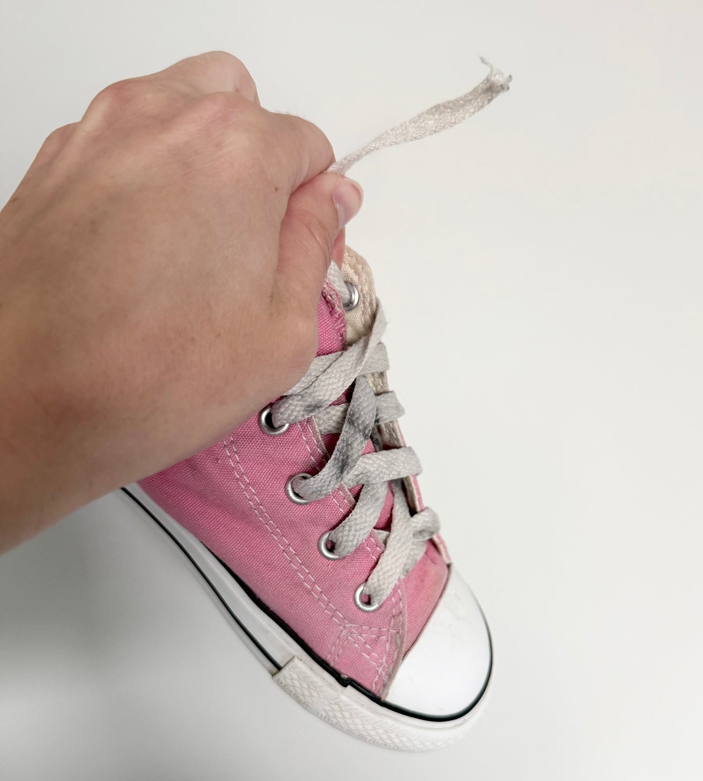 Converse Pink High Top Lace Up Sneakers (10)