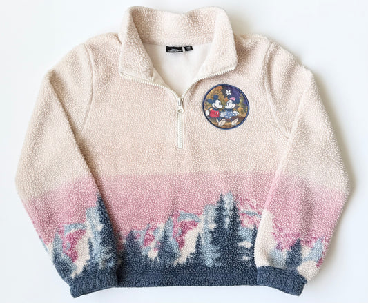 Disney Ombré Sherpa Cropped Mickey & Minnie 1/4 Zip Sweater (8 Years)