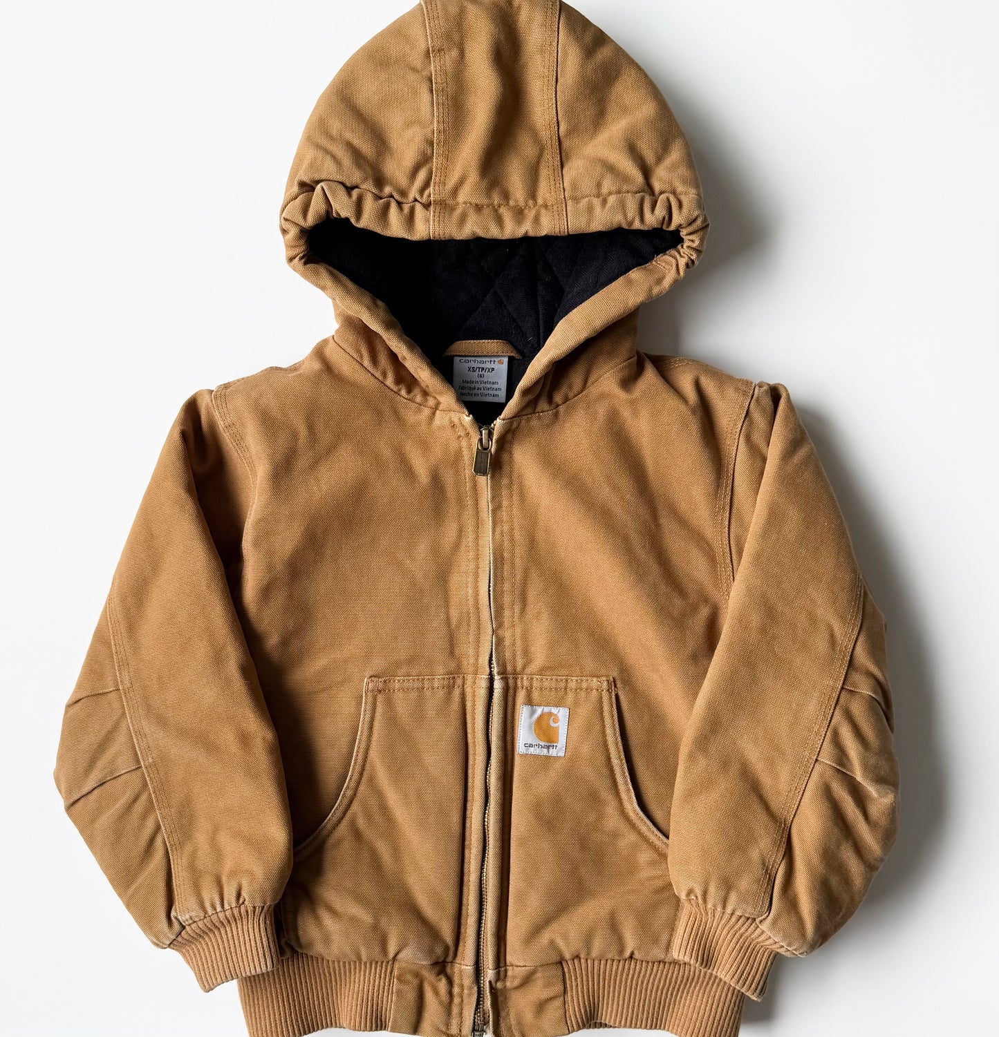 Carhartt Brown Active Flannel Quilt-Lined Cotton Duck Canvas Jacket - Extra Small (6 Years)
