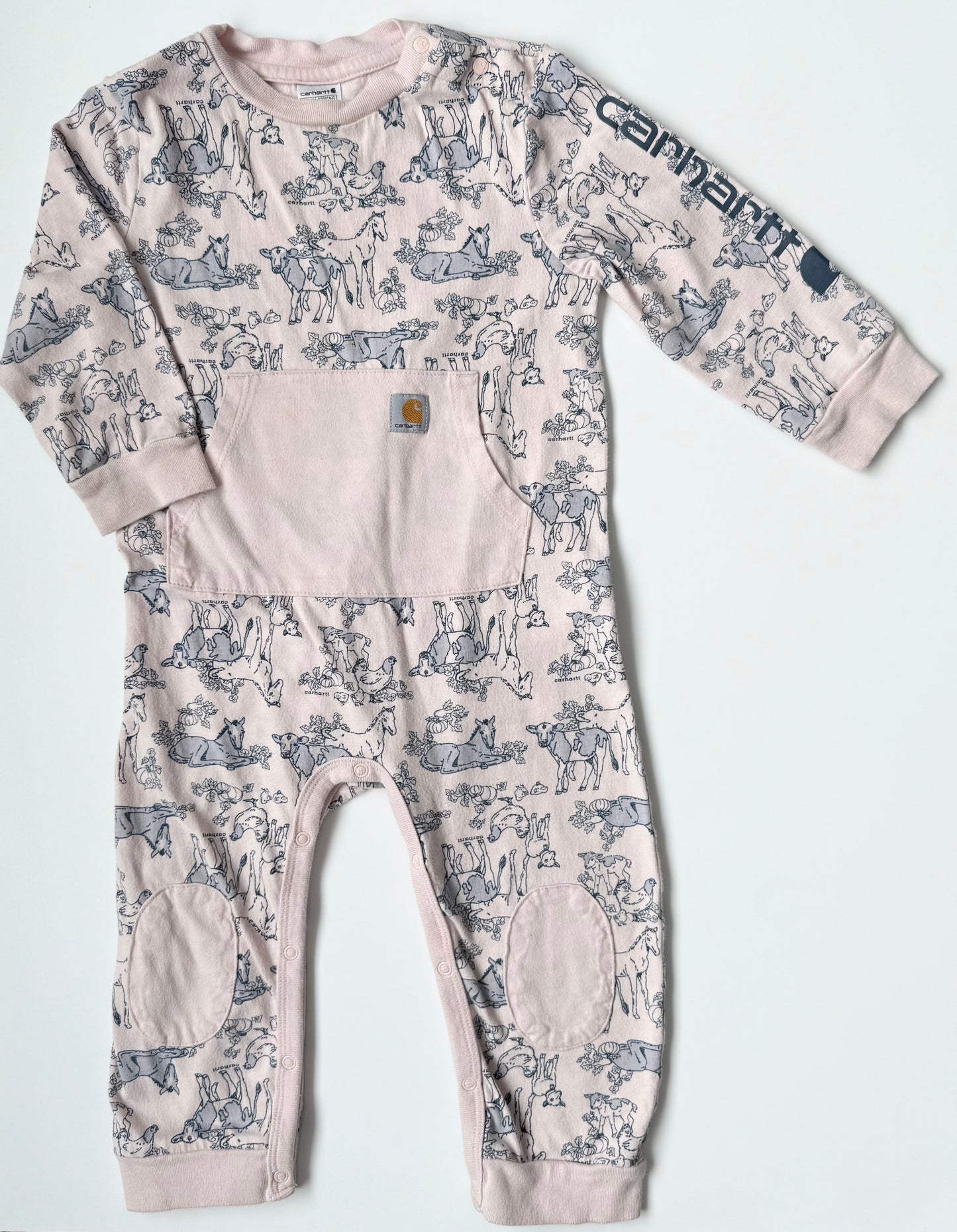 Carhartt Long Sleeve Light Pink Printed Bodysuit (18 Months)
