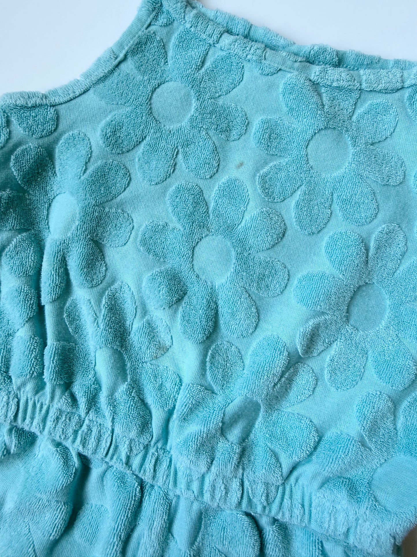 Baby Gap Aqua Blue Terry Flowers Tank Romper (3T)