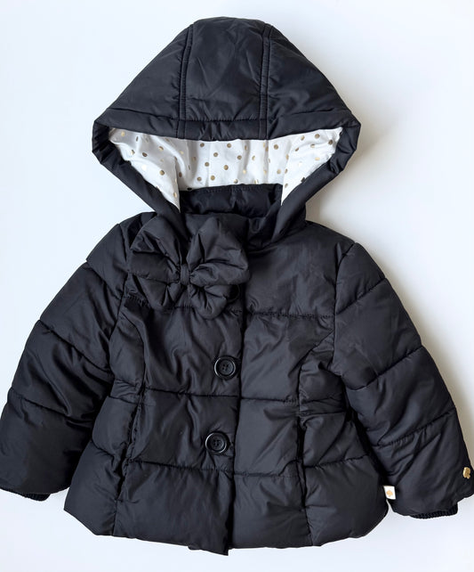 Kate Spade Black & Gold Polkadot Interior Puffer Jacket (18 Months)