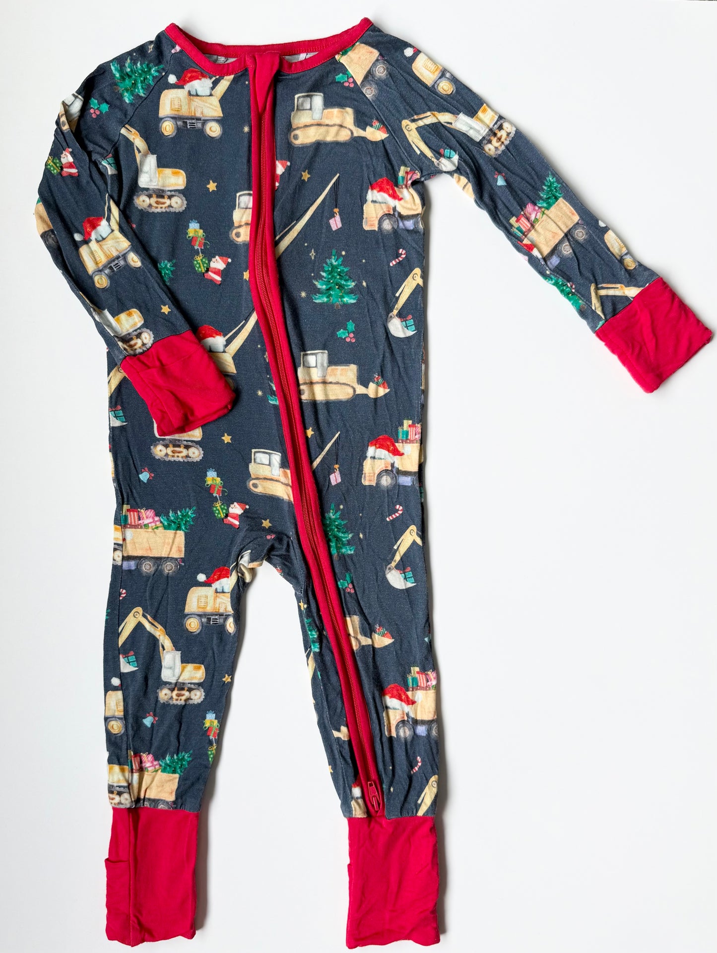 Navy & Red Construction Christmas Sleeper Romper (12-18 Months)