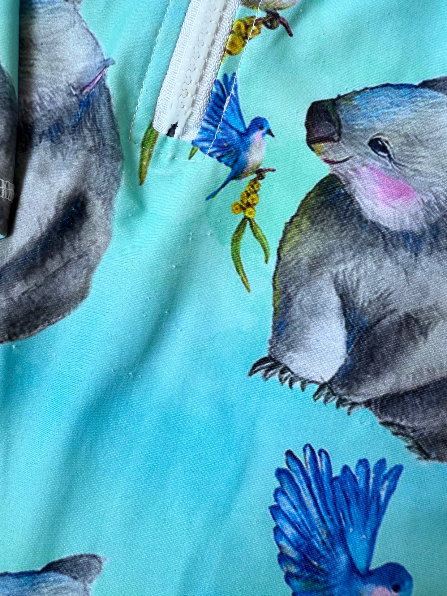 Cheeky Chickadee Turquoise Koala Rashguard Swimsuit (3T)