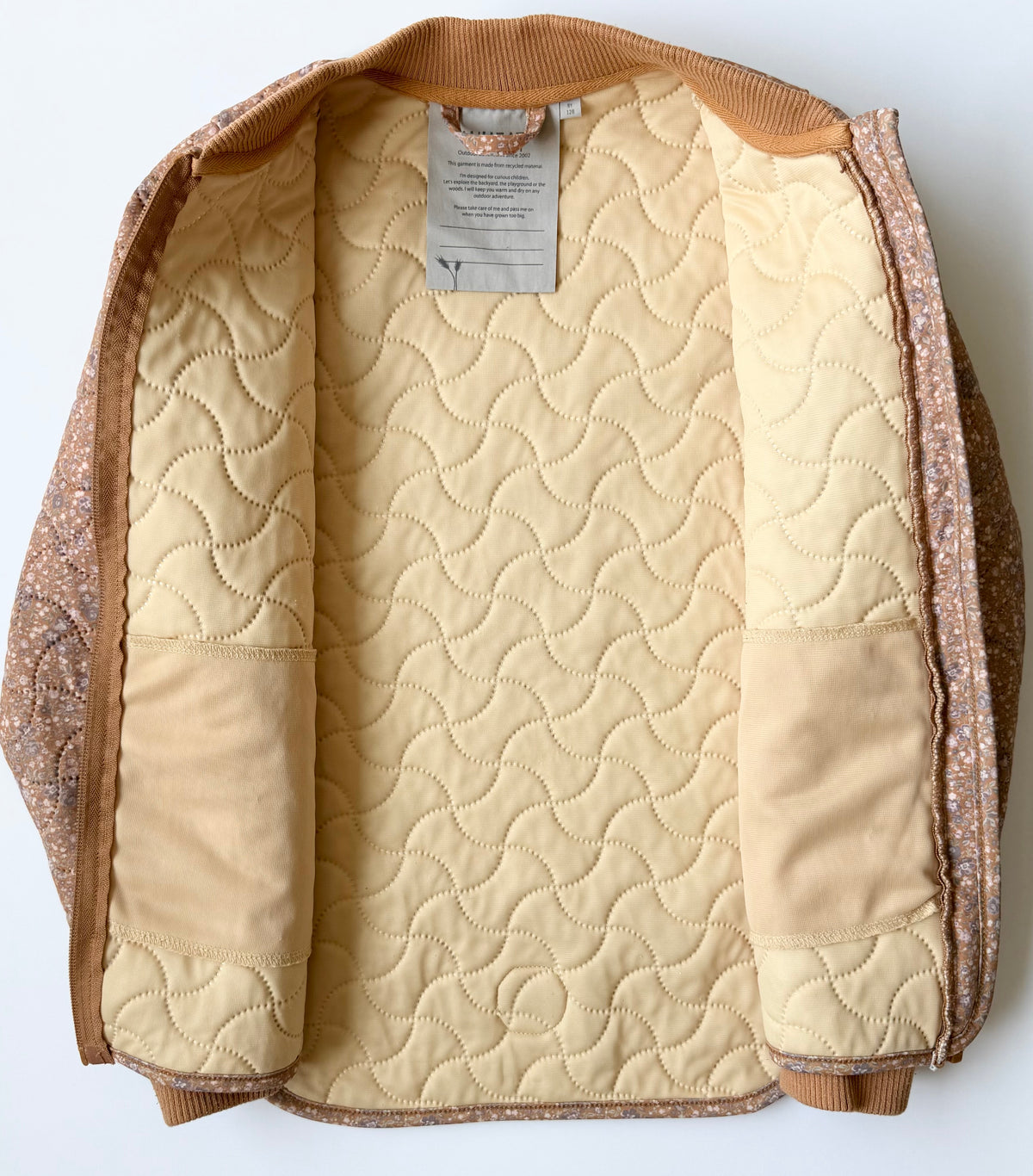 Wheat Thermo Quilted Fall Jacket Loui in Powder Flower Meadow (8 Years)