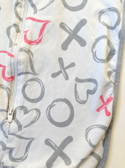 Love to Dream Grey & Pink XOXO Hearts Swaddle Up 50/50 Original Designer (Medium)