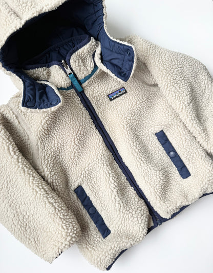 Patagonia Navy & Red Reversible Sherpa Tribbles Hoody Winter Jacket (4T)