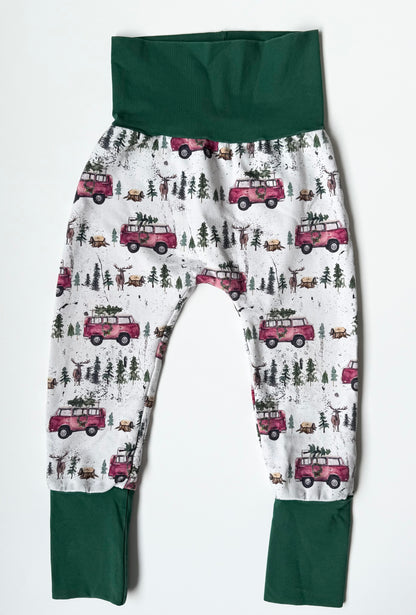 Rascal & Rebelle Green Christmas Tree Car Grow With Me Pants (12 Months - 3T)