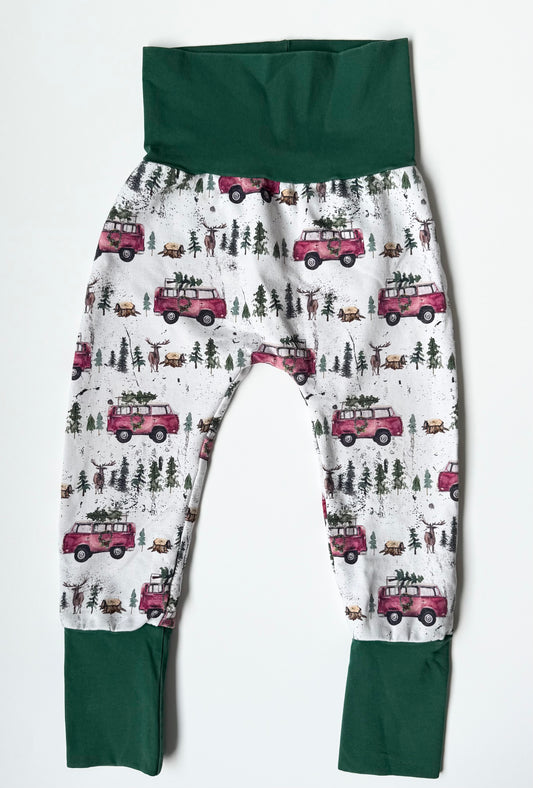 Rascal & Rebelle Green Christmas Tree Car Grow With Me Pants (12 Months - 3T)