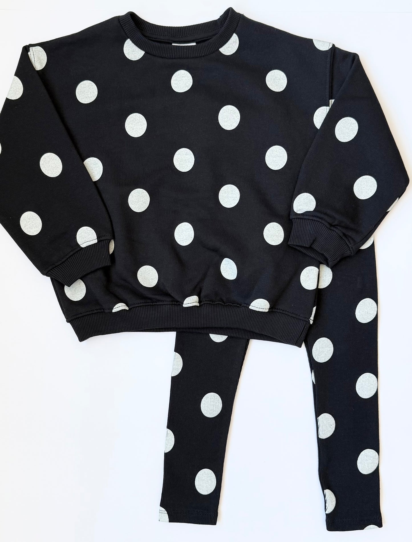 Zara Black & White Polkadot Sweater & Ribbed Leggings Set (4T)