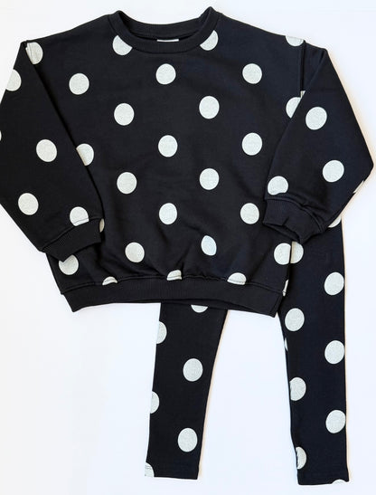 Zara Black & White Polkadot Sweater & Ribbed Leggings Set (4T)