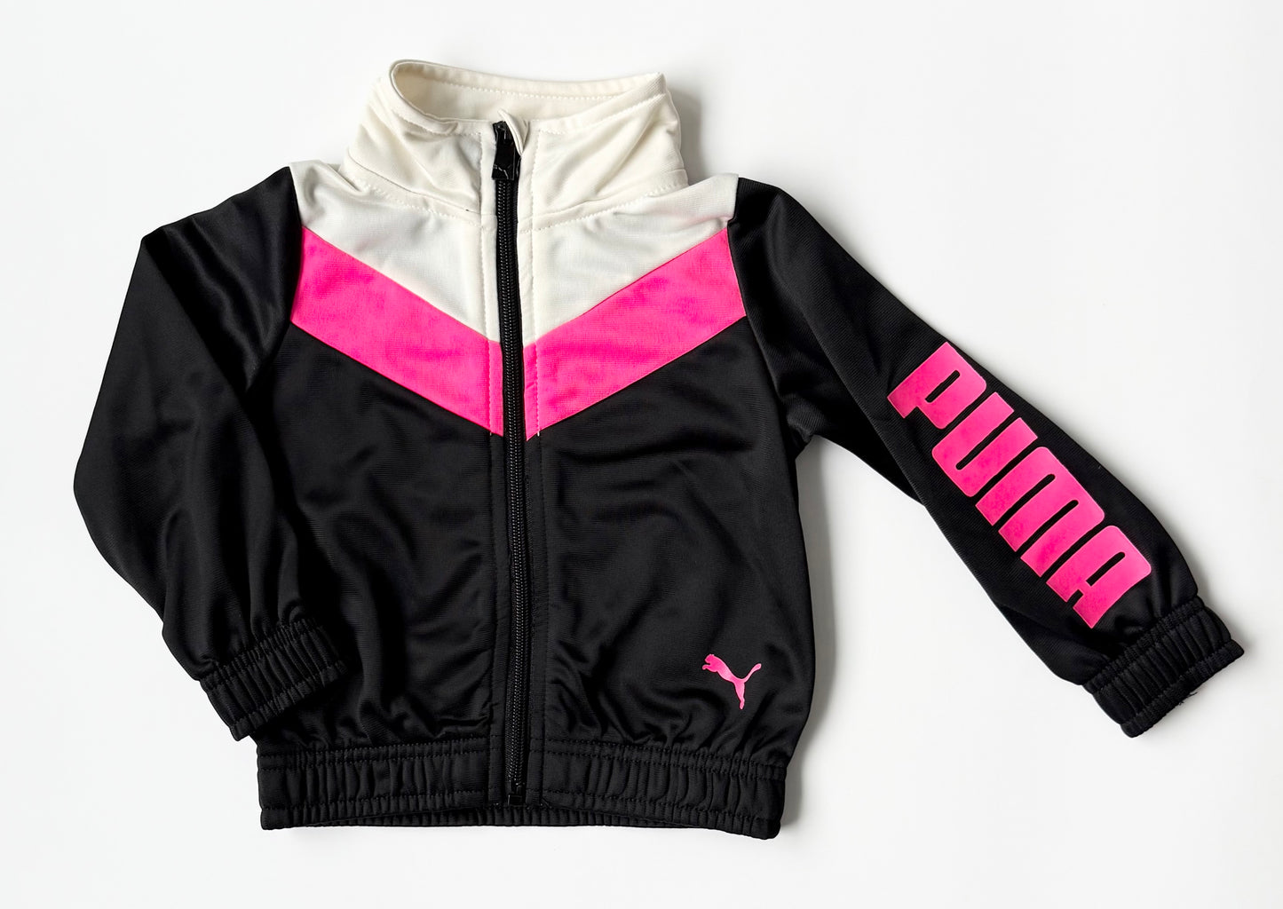 Puma Black, Pink & White Chevron Zip Up Sweater (18 Months)