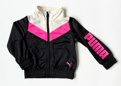 Puma Black, Pink & White Chevron Zip Up Sweater (18 Months)