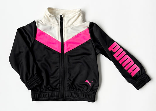 Puma Black, Pink & White Chevron Zip Up Sweater (18 Months)
