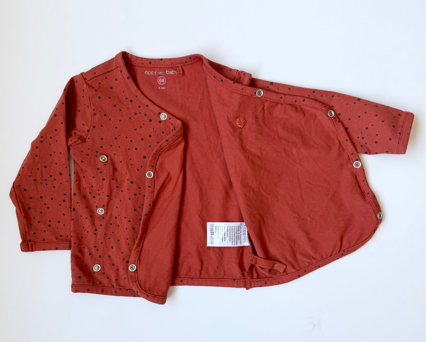 Noppies Baby Dark Orange & Black Polkadot Kimono Long Sleeve (4-6 Months)