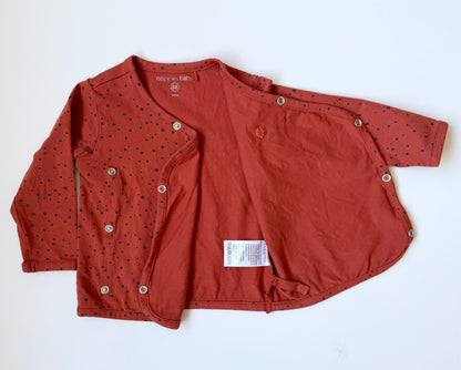 Noppies Baby Dark Orange & Black Polkadot Kimono Long Sleeve (4-6 Months)