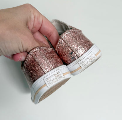 Converse Glittery Rose Gold Sparkle Lace Up Sneakers (7)