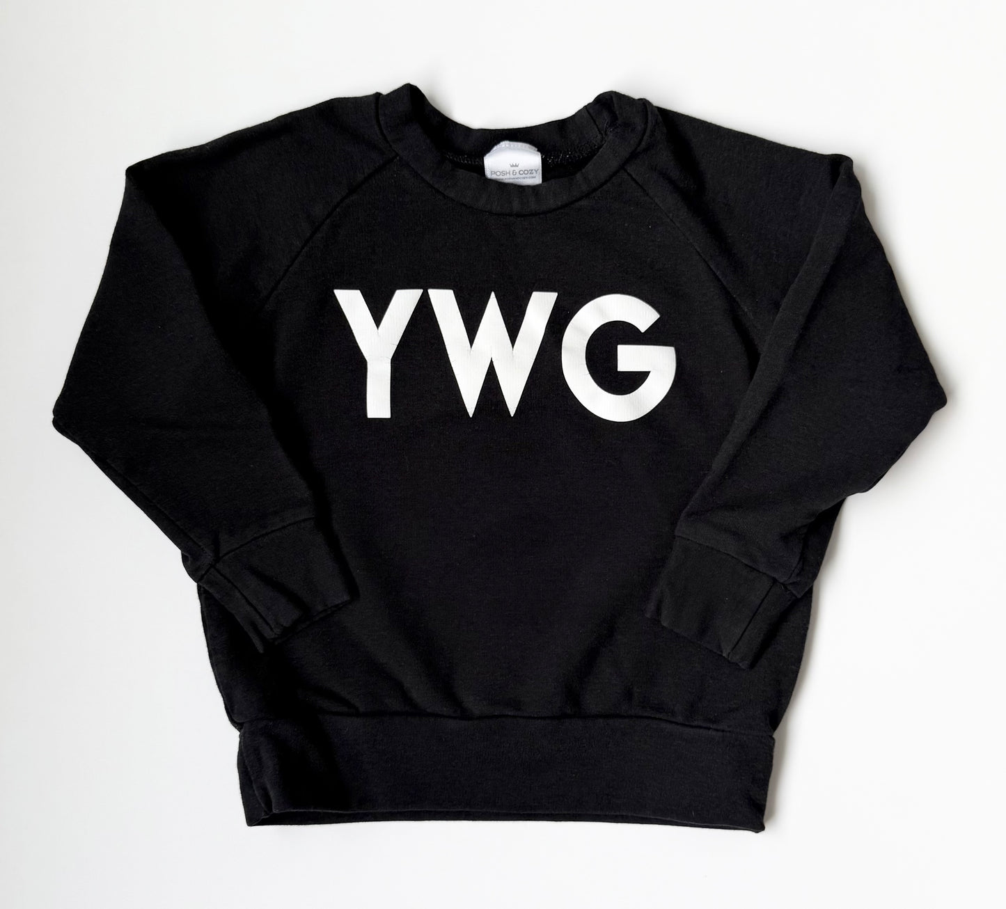 Posh & Cozy Black “YWG” Pullover (1T)