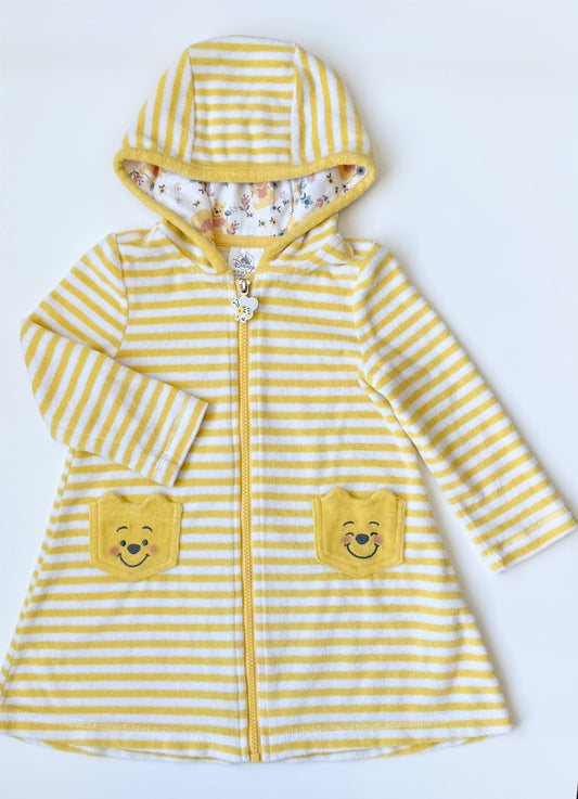 The Disney Store Winnie the Pooh Yellow Striped Hooded Zip Up Towel Dress #2 (3T)
