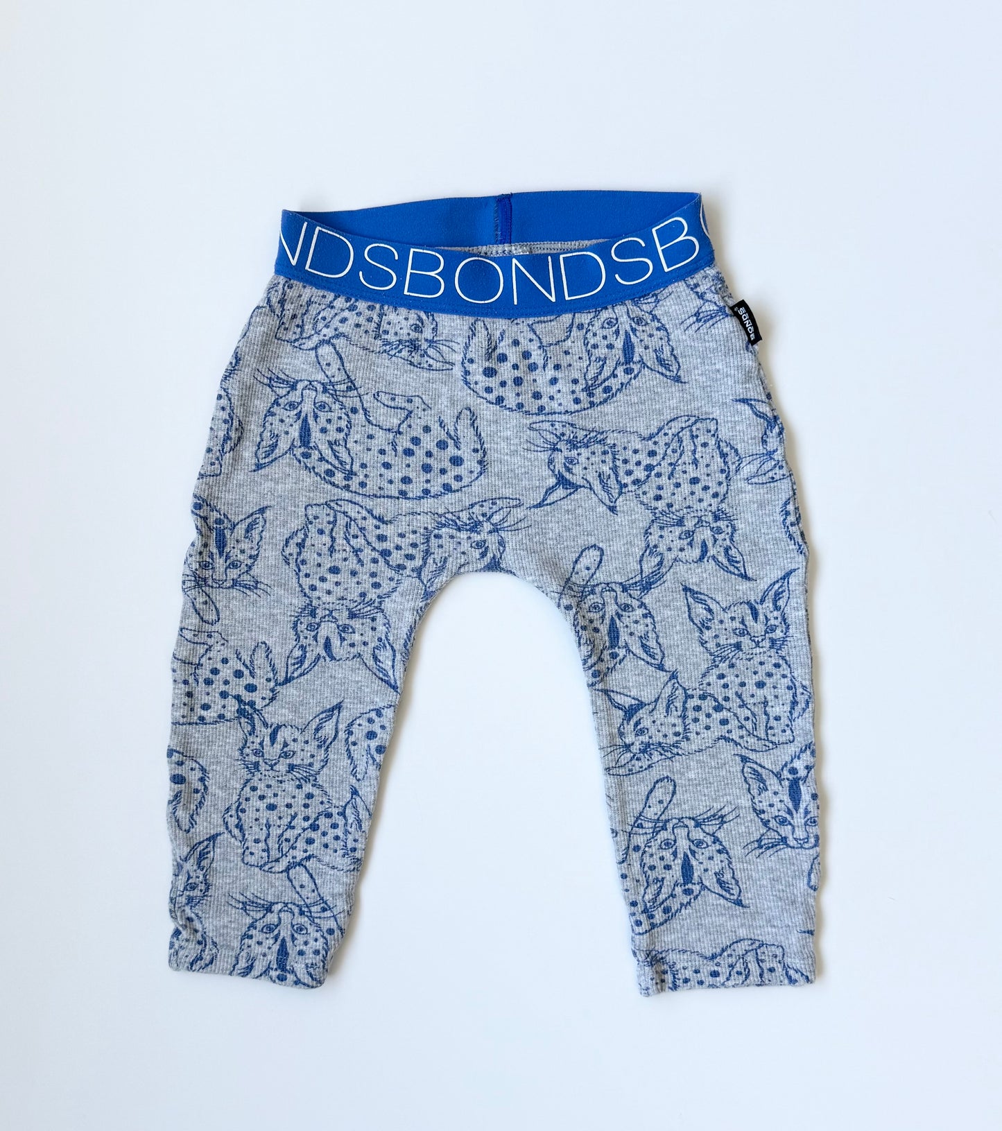 Bonds Grey & Blue Ribbed Linx Leggings (12-18 Months)