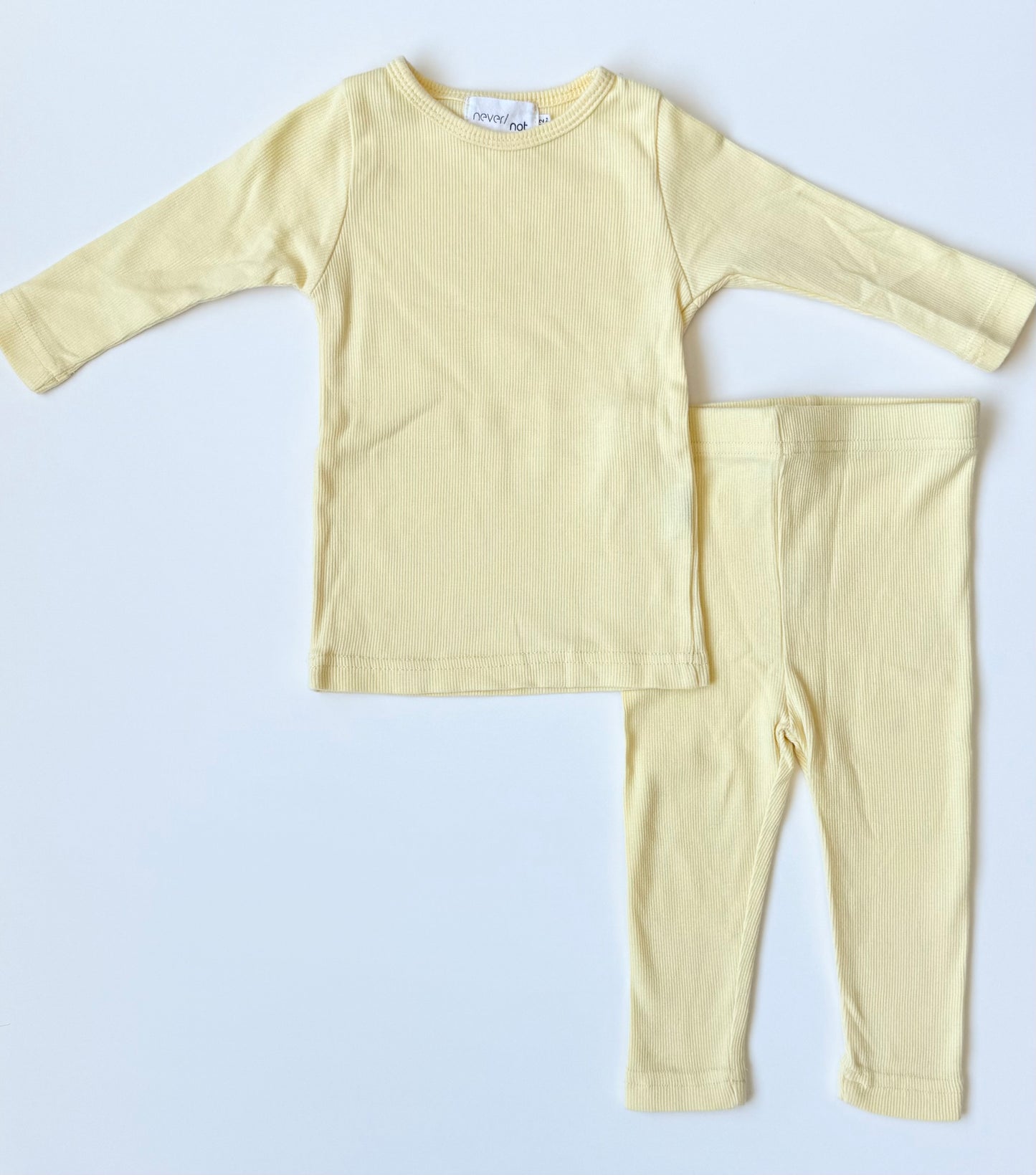 Never/Not Yellow Ribbed Long Sleeve & Leggings Set (6-12 Months)