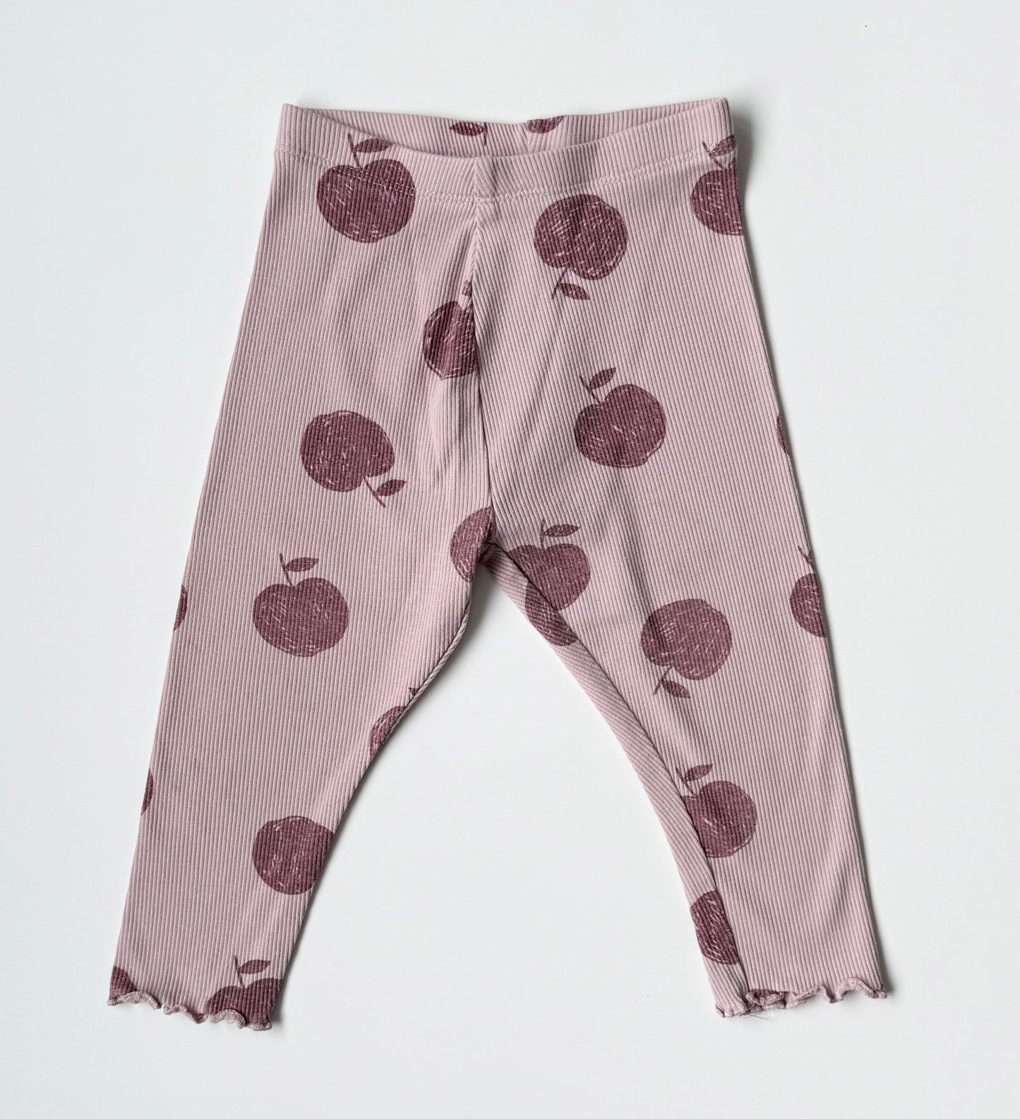 Zara Purple Ribbed Apples Long Sleeve & Leggings Set (12-18 Months)