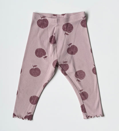 Zara Purple Ribbed Apples Long Sleeve & Leggings Set (12-18 Months)