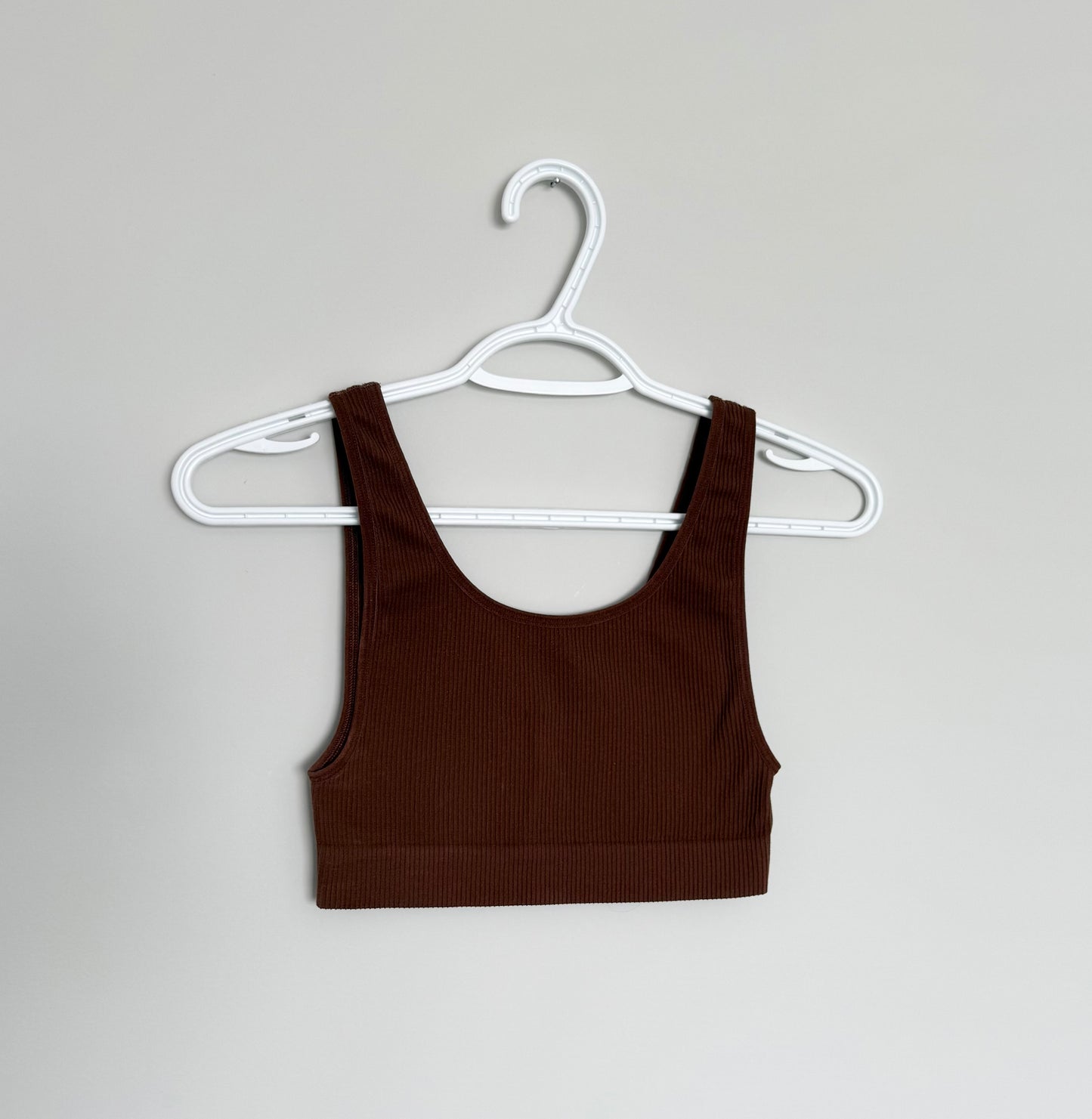 Women’s Sunday Best Brown Seamless Ribbed Bra Top (Small)