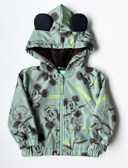 Disney Baby Green AOP Mickey Fleece Lined Windbreaker (18 Months)