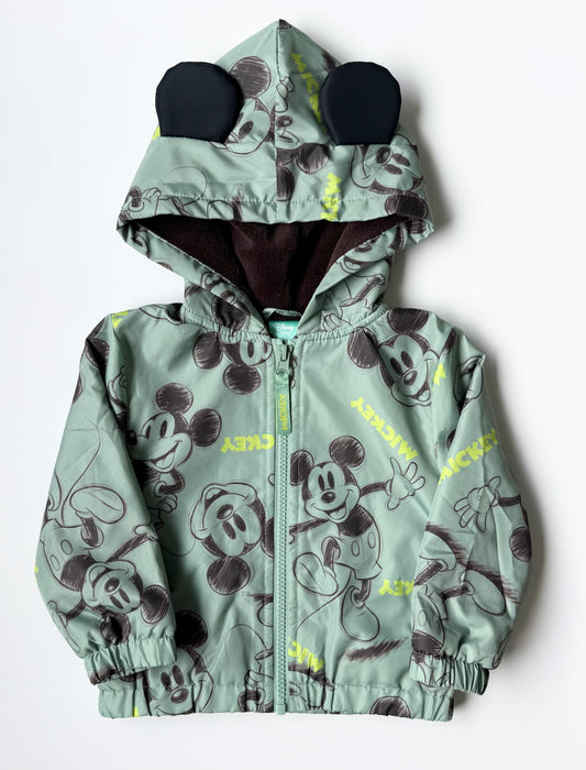 Disney Baby Green AOP Mickey Fleece Lined Windbreaker (18 Months)