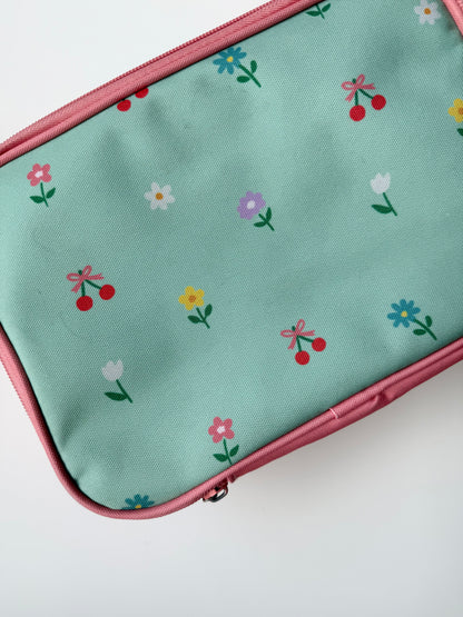 Wonder Co Green & Pink Floral Backpack & Matching Lunch Kit