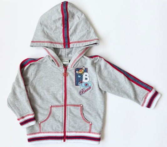 Disney Bambi Grey & Striped Embroidered Zip Up Hoodie (2T)