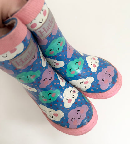 Hatley Pink & Blue Clouds Rubber Boots (7)