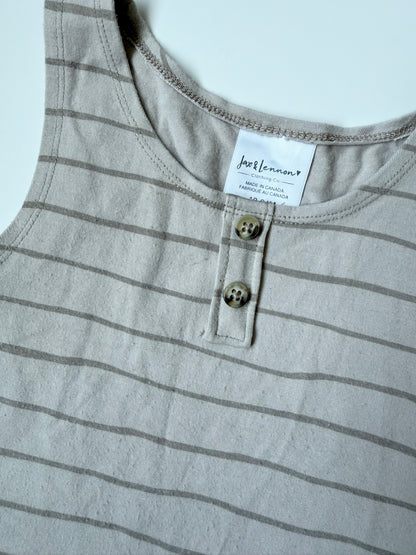 Jax & Lennon Beige Stripped Pocket Tank Top (18-24 Months)