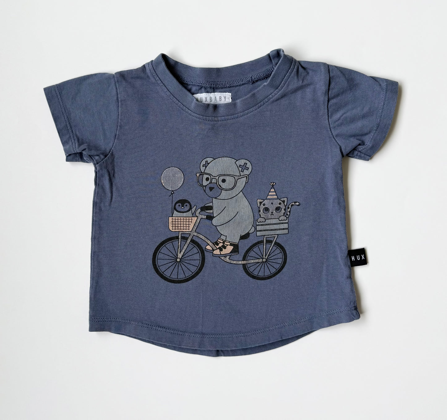 Hux Baby Blue Bicycling Bear T-Shirt (12-18 Months)