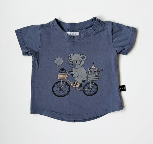 Hux Baby Blue Bicycling Bear T-Shirt (12-18 Months)