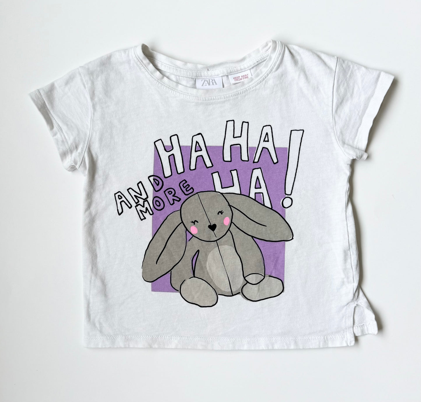 Zara White “Hahaha!” Bunny T-Shirt (2-3 Years)
